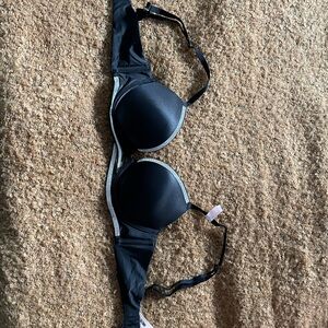 Black Push-up Bra with Sparkle Rhinestone Trim